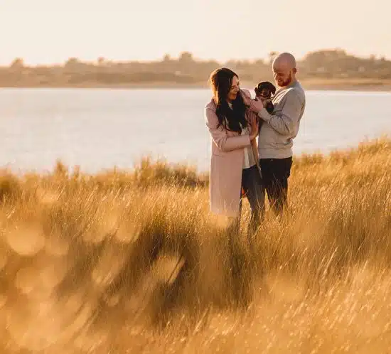 golden sunset of Jodie & Huw at Merthyr Mawr aread of their wedding photography