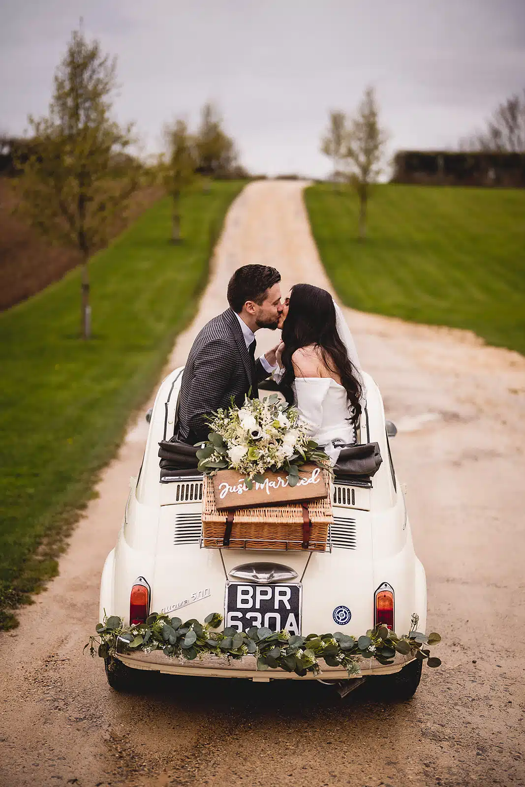 Vintage car on the drive at the Barn at Upcote