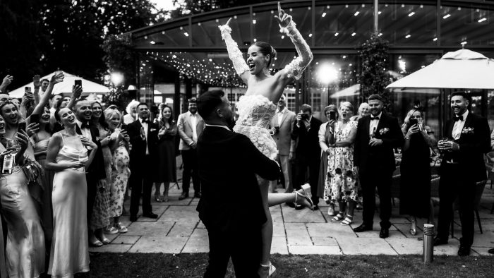 bride and groom first dance in South Wales, incredible lift.