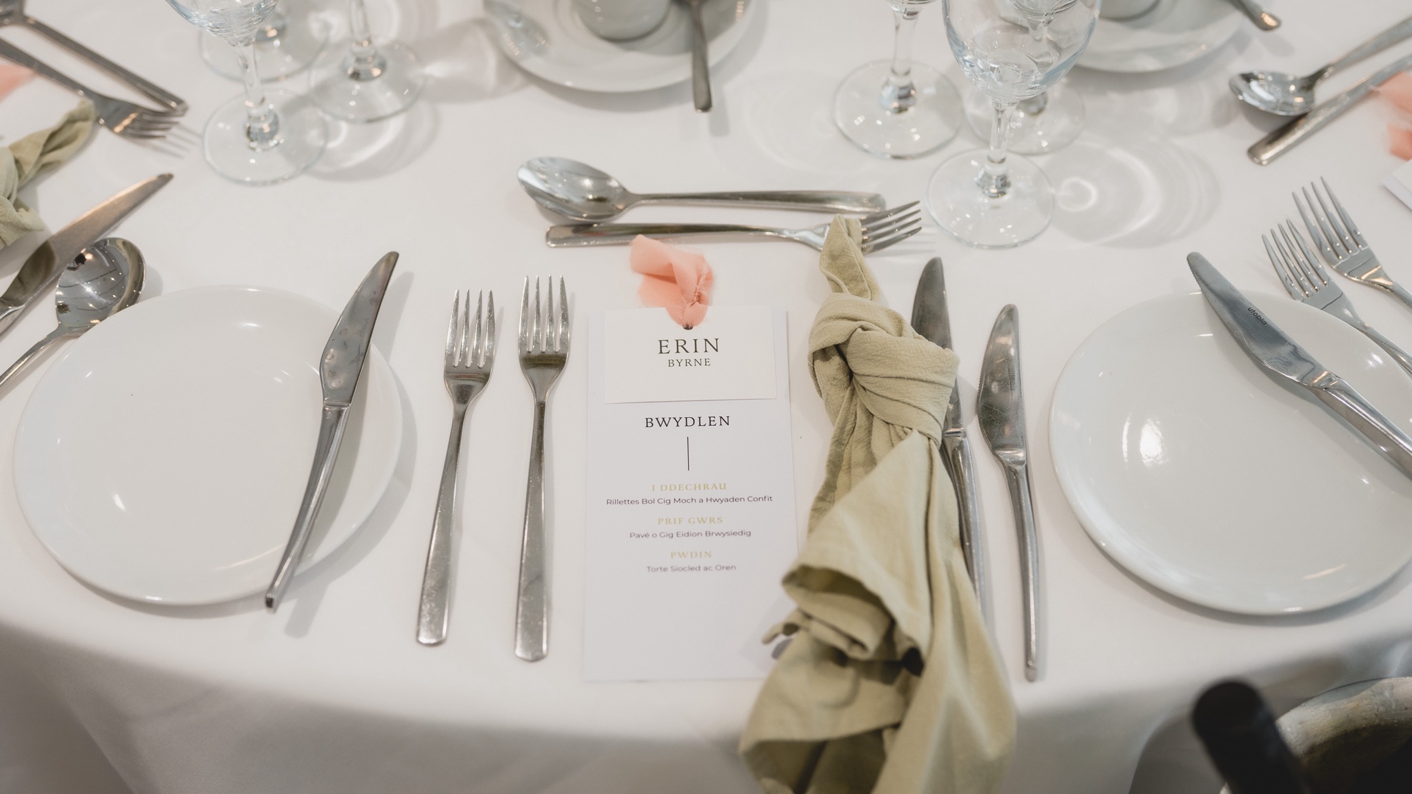 Place setting and menu on the table