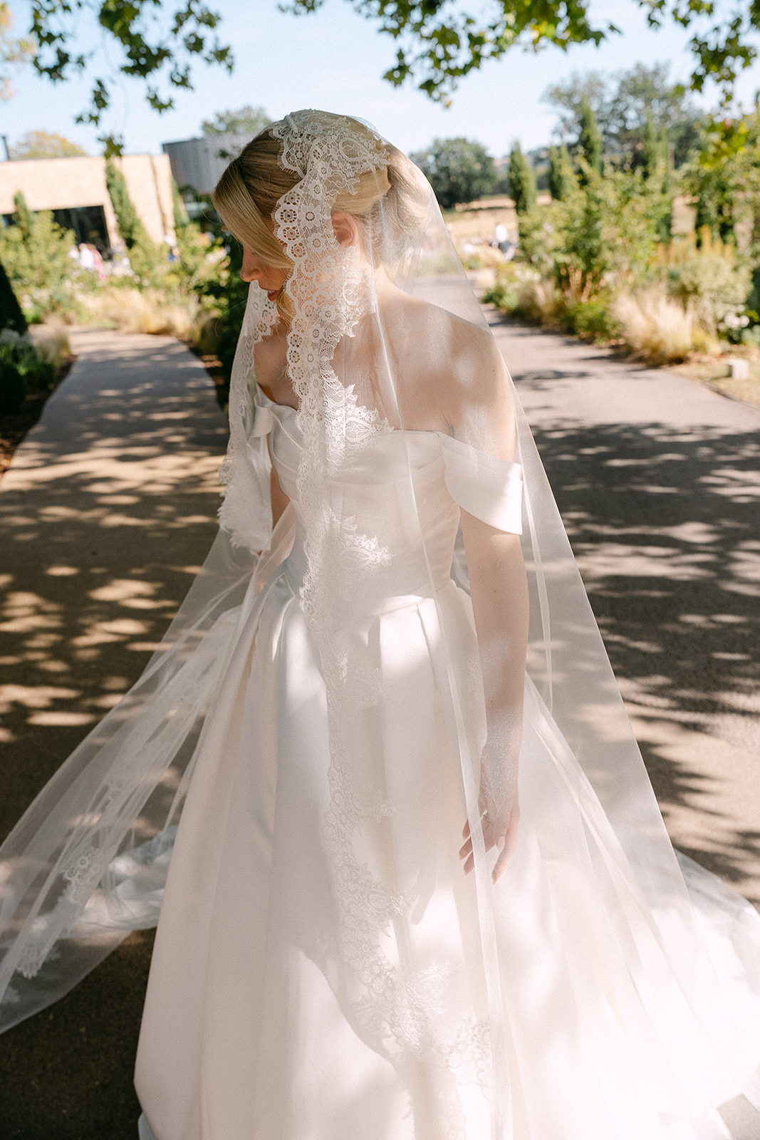 Kate’s veil on the garden path